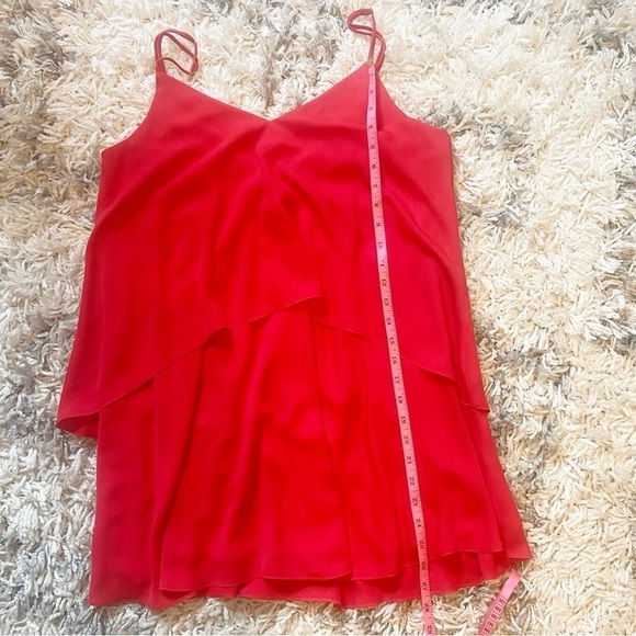 Amanda Uprichard | Tiered redish/orange Spaghetti Strap Mini Dress Size Medium - Picture 7 of 7